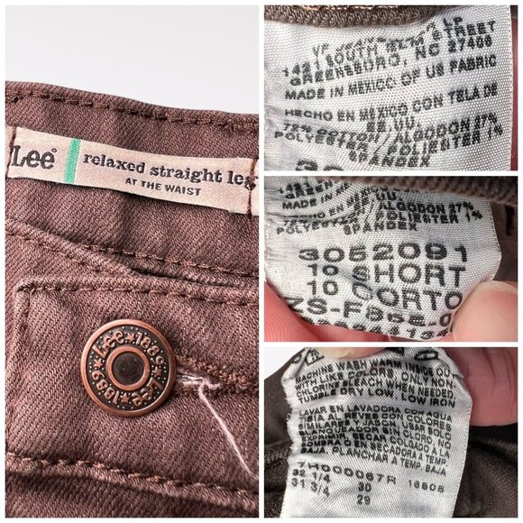 Vintage Y2K Lee Relaxed Straight Leg Brown Jean High Waist Size 8 Short - Picture 3 of 9